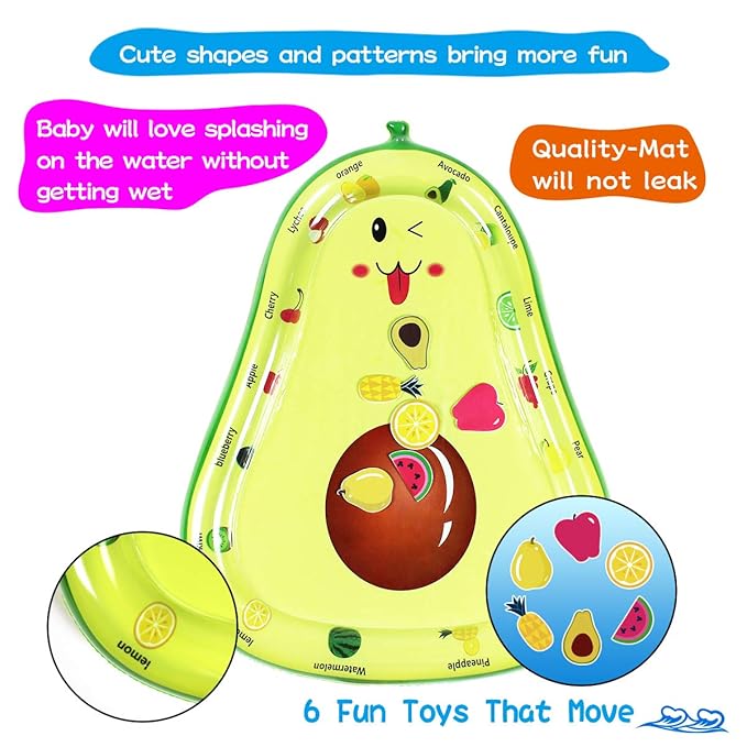 Baby Water mat, Infant Toys, Inflatable Play Mat Water Mat Baby Toys, Fun Early Development Activity Play Center for Newborn (33 x 26 inch)