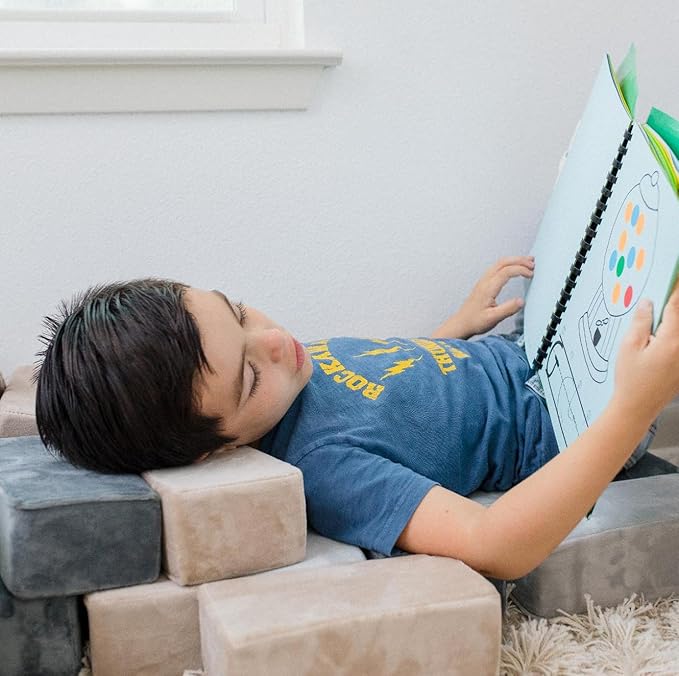 The Original Premium Plush Building Block for Kids - Certified Safe Foam Blocks in Luxuriously Soft Fabric Covers - Set of 24 (Castle Rock)