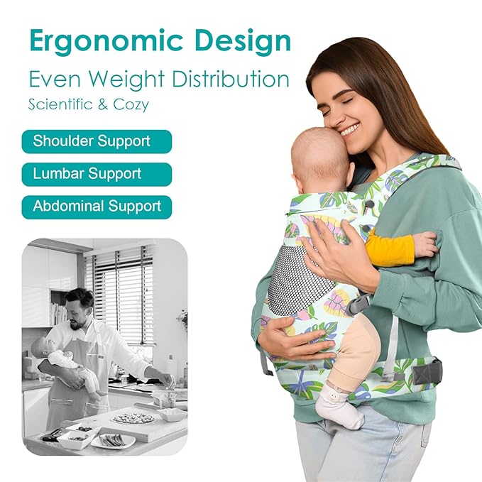 Infant Baby Front Carrier, Toddler Body Carrier, 7-66 Lbs Ergonomic Design, Lumbar Support, Lightweight Baby Chest Carriers (3-36 Months)
