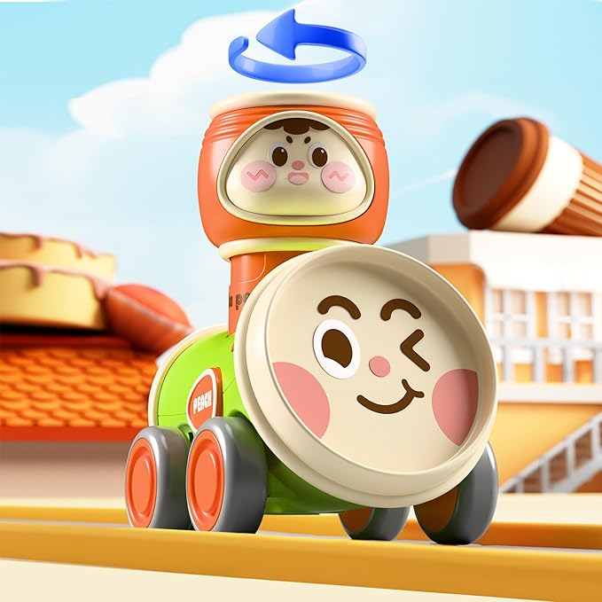 iPlay, iLearn Press to Go Car Toys Set for Toddlers 1-3, Baby Push Go Friction Racing Cars, Infant Play Vehicle Set, 1st Birthday Gifts for 6-9-12-18 Months, 1 2 3 One Years Old Boys Girls Child Kids