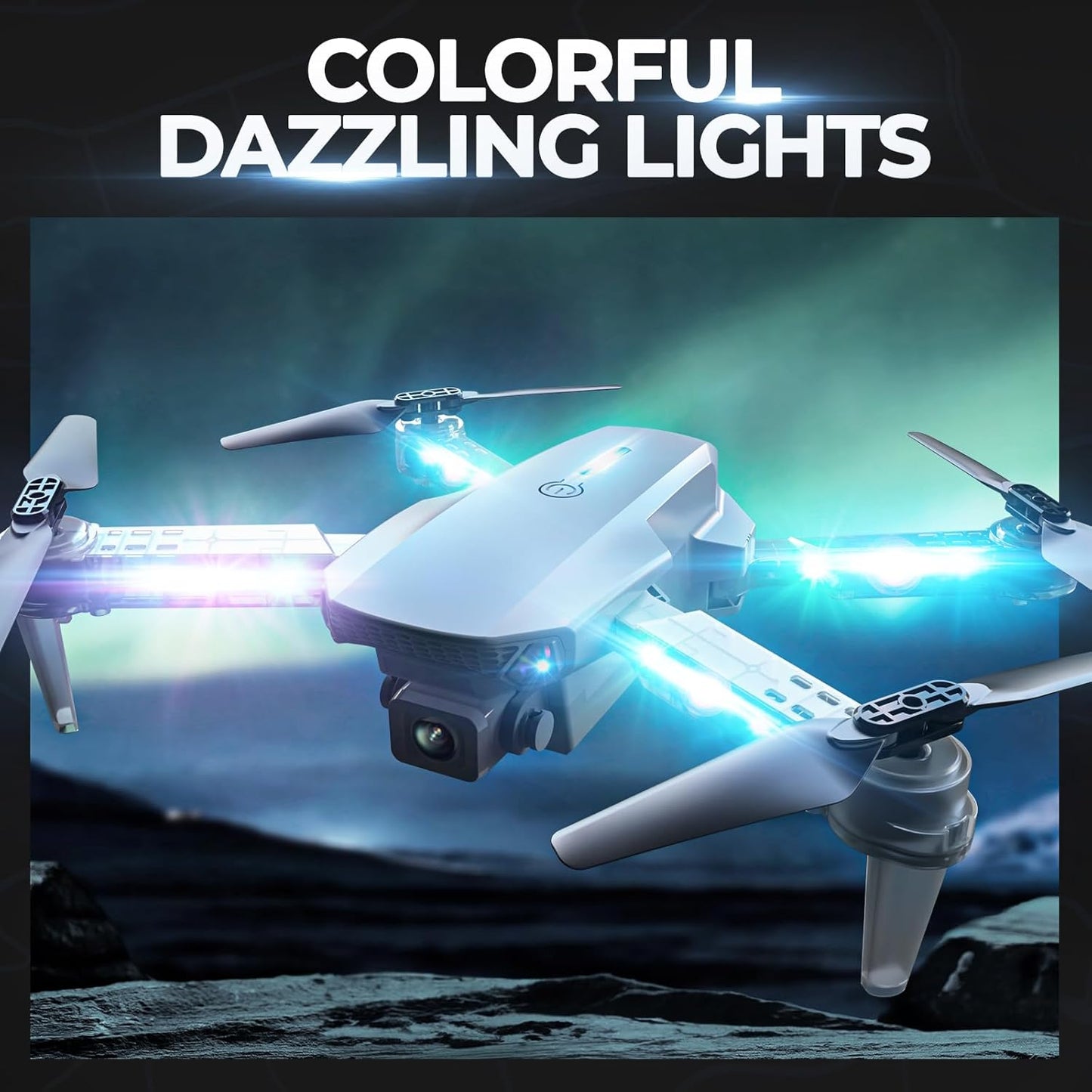 Drone with Camera 1080P HD - Foldable FPV Mini Drones with LED Lights for Adults Kids and Beginners, Toys Gifts RC Quadcopter with One Key Take Off, 3D Flips for Boys Girls with 2 Batteries, White