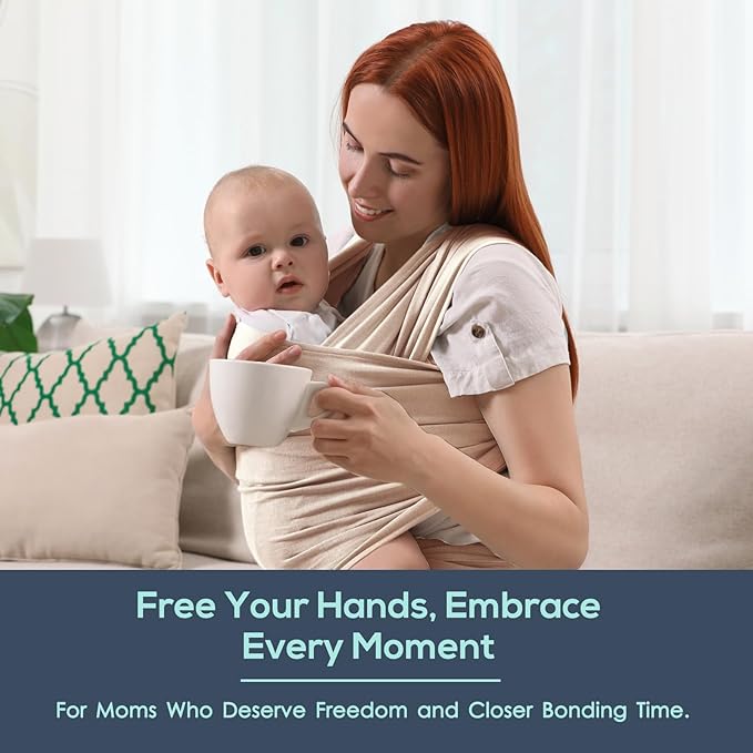 Baby Wraps Carrier, Jeroray Baby Carrier,Hands Free Infant Carrier, Lightweight,Breathable,Softness,Stone Grey