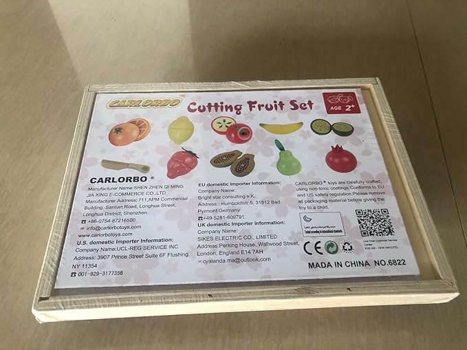 Wooden Toys for 2 Year Old - Pretend Play Food Set for Kids Play Kitchen,9 Cuttable Toy Fruit and Veg with Wooden Knif and Tray,Gift Idea for Boys Girls Birthday