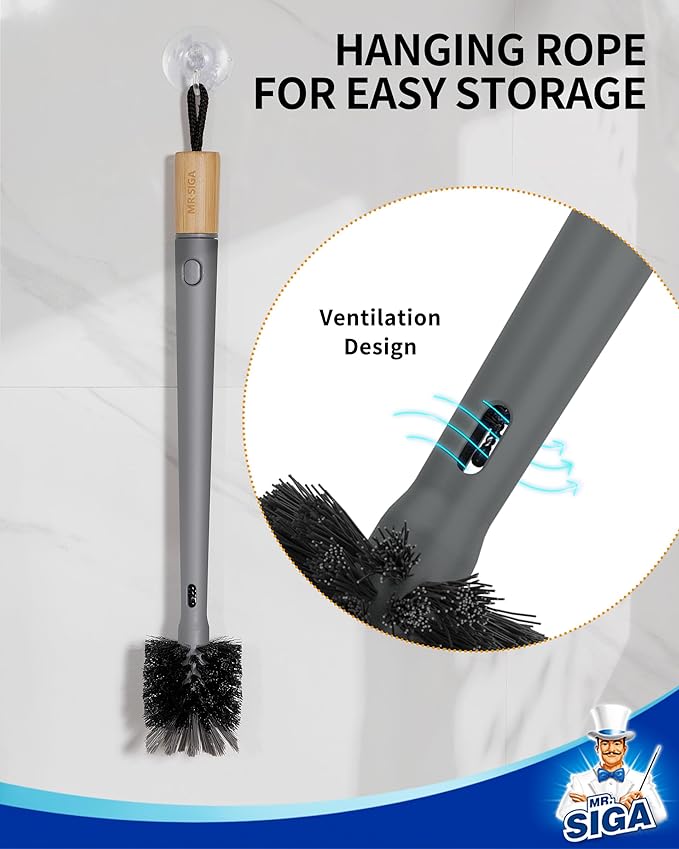 MR.SIGA Water Bottle Brush and Straw Cleaner Brush, Long Handle Bottle Cleaner Brush, 2 in 1 Bottle Cleaning Brush for Sports Bottles, Baby Bottles, Mugs, Straws