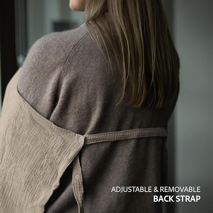 Nilsa 5-in-1 Muslin Nursing Cover up for Breastfeeding & Baby Car Seat Cover - Breathable Breastfeeding Cover With Rigid Hoop - 100% Cotton Privacy Apron Breast Feeding Covers For Women (Ecru)