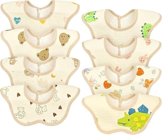EllieHouse Baby Bibs for Girls Boys 8 Pack Muslin Drool Teeth Drooling Teething Bibs Muslin Cotton for Toddler Infant
