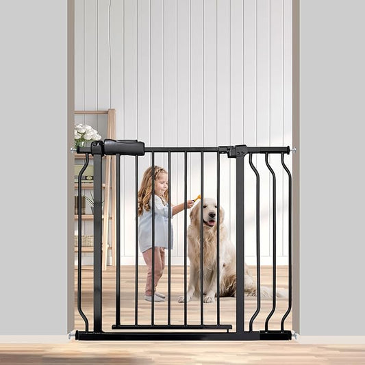 Walk Through Baby Gate 29-38.5 Inch Wide Openings Large Baby Gate for Stairs Tension Pet Dog Gates Indoor for Doorways No Drilling Pressure Mounted Pet Gates for Kids