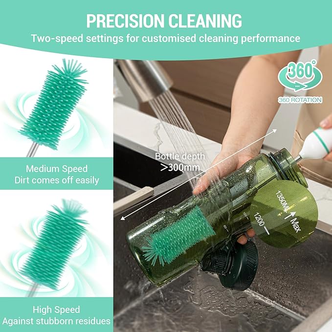 Electric Bottle Brushes Set, Baby Bottle Brush Cleaner, Portable Cleaning Brush Set, Silicon Bottle Brushes, Formula Mixer, Nipple Brush, Straw Brush, Soap Dispenser