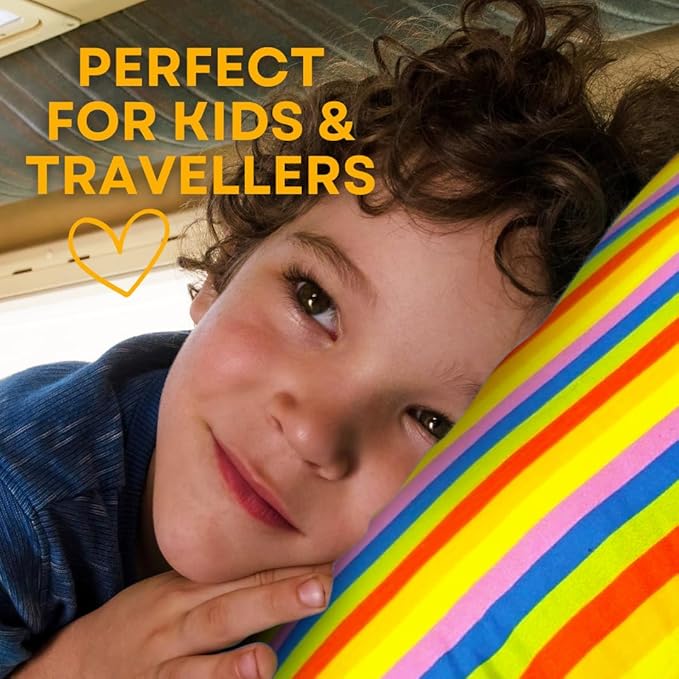 kinder Fluff Pre-Teen Pillow (2Pack) 17x26in - Pillows for Kids Age 12+, 100% Cotton Sateen Stripes 300T, Down Alternative Fill, Machine Washable - Children, Decor & Travel Cushion - Rainbow - XL