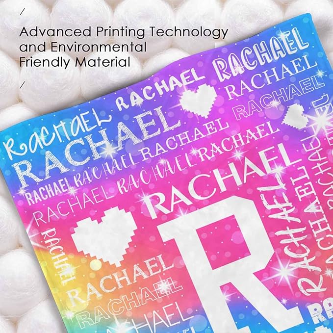 M YESCUSTOM Custom Baby Blanket with Name, Personalized Name Throw Blanket for Girls Boys Kids Customized Flannel Blanket for Men Women Valentines Day Mother's Day Christmas Newborns Color Heart