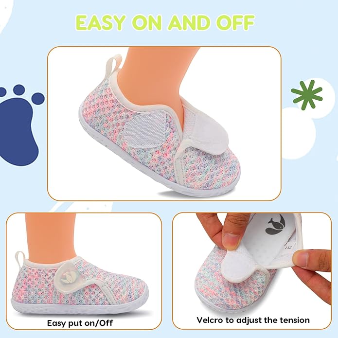 FEETCITY Baby Boys Girls First Walking Shoes Infant Sneakers Crib Shoes Breathable Lightweight Slip On Shoes