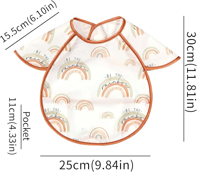 Feeding Bibs for Baby,3 Pack-Waterproof & Easy Clean Feeding Bibs for Toddlers & Infant,Reversible Pockets