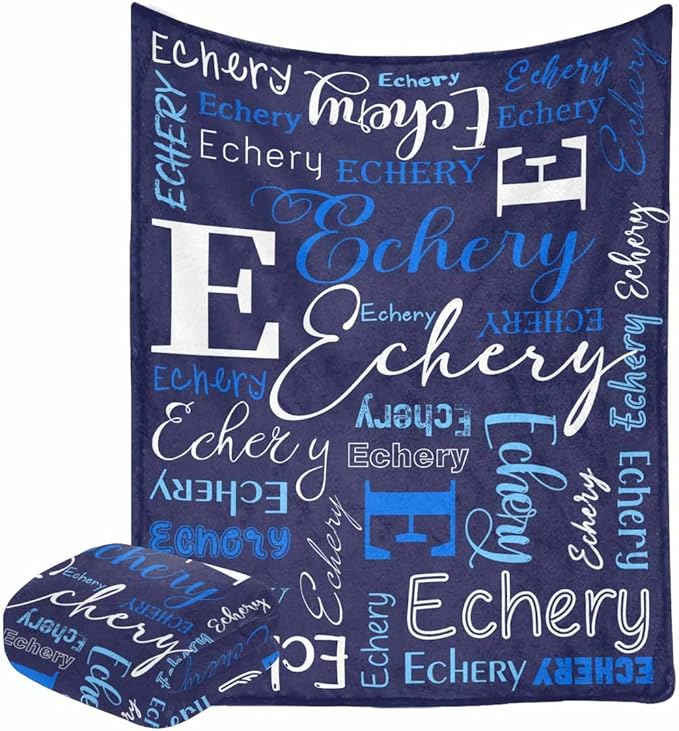 M YESCUSTOM Custom Baby Blanket with Name, Personalized Name Throw Blanket for Girls Boys Kids Customized Flannel Blanket for Men Women Valentines Day Mother's Day Christmas Newborns Dark Blue