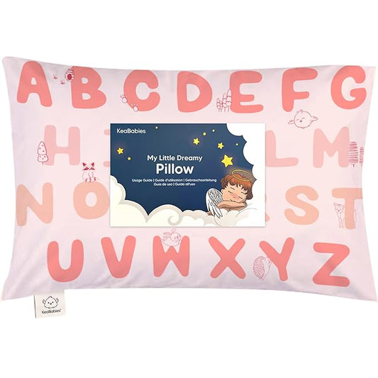 Toddler Pillow with Pillowcase - 13x18 My Little Dreamy Kids Travel Bed Pillows for Sleeping, Organic Cotton Small Pillowcase, Soft & Breathable, Machine Washable,Toddlers 2-5 years old(KeaABC Sakura)