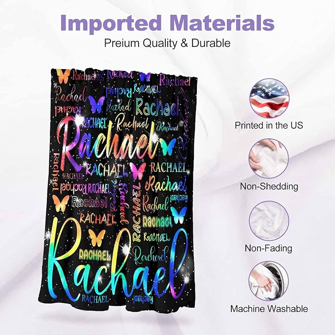 Customized Baby Blanket, Personalized Gifts Rainbow Blanket with Name for Boys Girl Customized Blankets Personalized Gifts Name Blankets