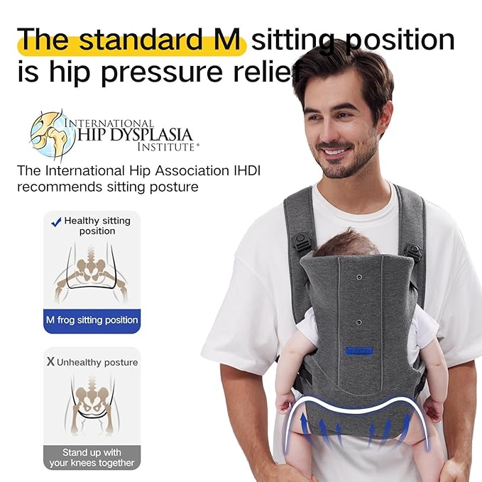 Baby Carrier, Baby Carrier Newborn to Toddler, Ergonomic Newborn Carrier, Easily Adjustable Toddler Carrier, Lightweight Infant Carrier(Cloth,Grey)