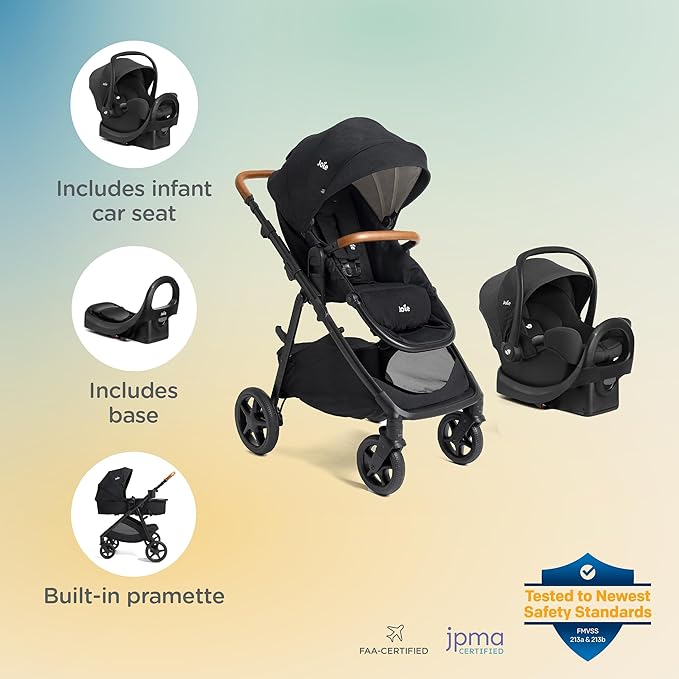 Ginger and Rue Travel System - 4-in-1 Modular Travel System with Pramette, Lightweight Infant Car Seat & Anti-Rebound Base (Evergreen)