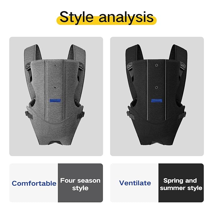 Baby Carrier, Baby Carrier Newborn to Toddler, Ergonomic Newborn Carrier, Easily Adjustable Toddler Carrier, Lightweight Infant Carrier (Cloth,Black)