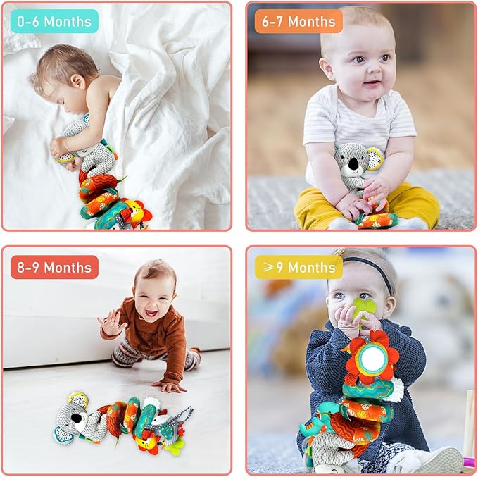 Car Seat Toys for Babies 0-6 Months, Newborn Toys Baby Toy 0-3 Months Stroller Toys, Infant Toy 0-6 Month for Carseat Stroller Crib with Mirror, Rattle, Teether for 0 3 6 9 12 Boys Girls