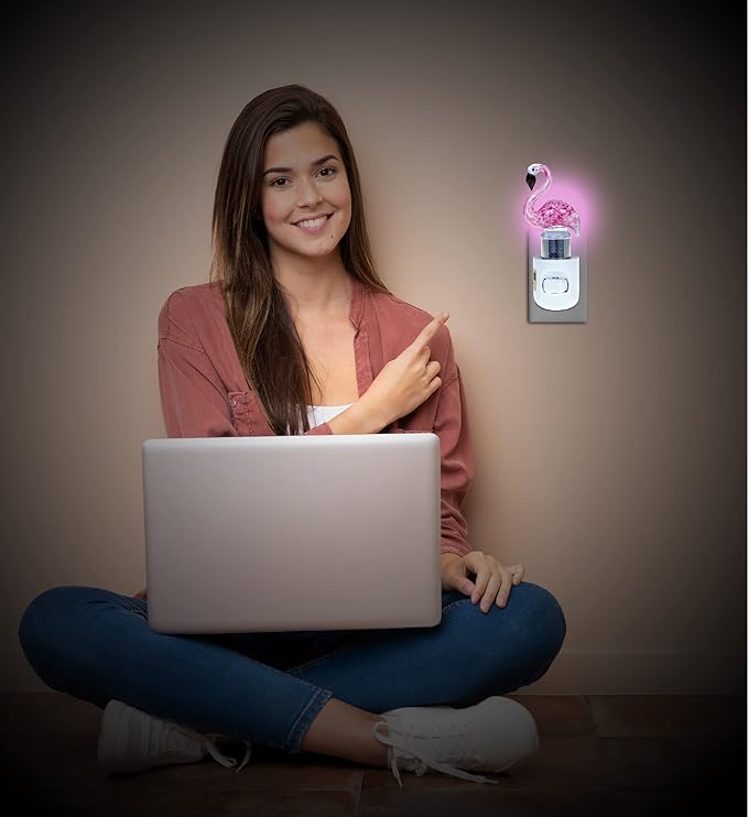 Cota Global Flamingo Night Light - Decorative Night Lights Plug Into Wall with Switch, Unique Handmade Glass LED Night Light For Kids and Adults, Light for Bedroom, Bathroom, Nursery, Hallway - 5 Inch