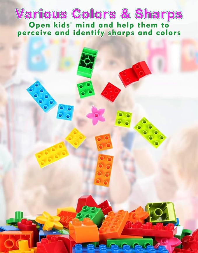 EP EXERCISE N PLAY Large Building Blocks Set Classic Big Size Bricks STEM Educational Toys for Toddlers 1-3 Years Compatible with Major Blocks, Ideal Gift for Pre-School Boy Girl Ages 3+