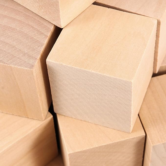 HOIGON 30 PCS 2 x 2 x 2 Inch Wooden Cubes Unfinished Wood Blocks, 5cm Natural Premium Square Blank Wooden Block for Craft Decorating Painting Carving Making DIY