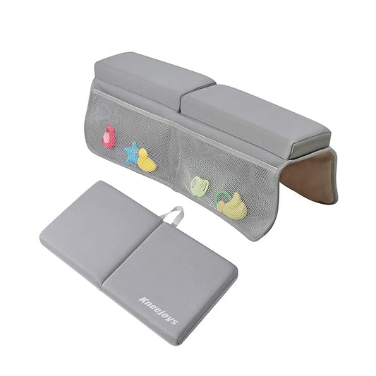 Bath Kneeler and Elbow Rest Pad Bath Kneeler Baby Bath Mat Kneeling Pad Bath Toy Organizer for Tub Kneeling Pad for Bathing Baby Memory Foam