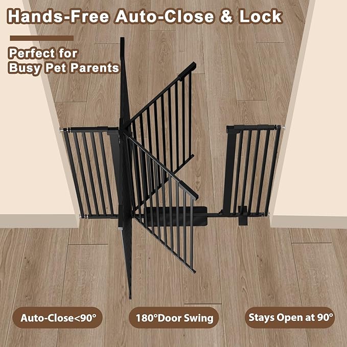 41" Extra Tall Baby Gate for Big Dog No Jumping Over, 30-32.6" Wide Pet Safety Gate Indoor for Doorways No Drilling,Auto Close Child Puppy Gates for Stairways Pressure Mounted (Black)