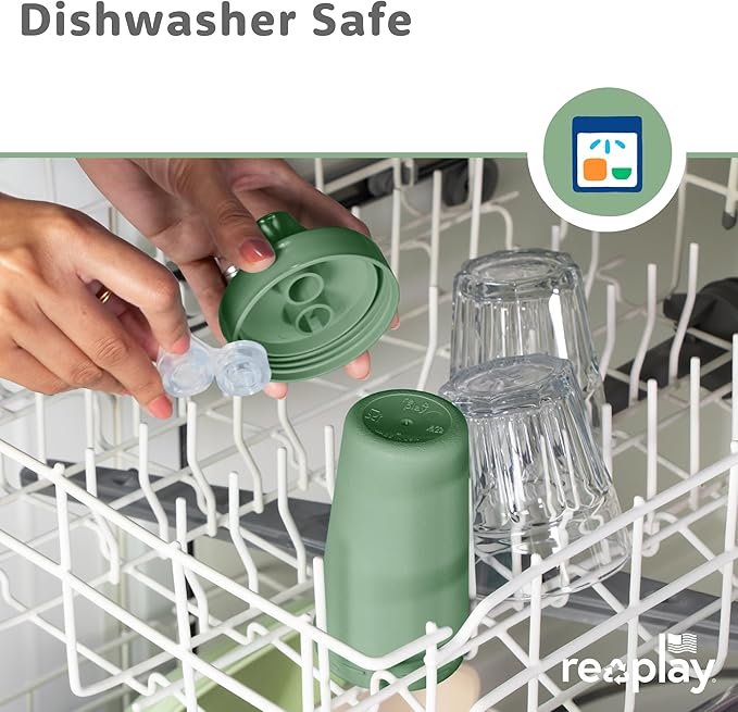 Re-Play Sippy Cups for Toddlers - 10 Oz. Reusable Spill Proof Cups for Kids, Dishwasher/Microwave Safe - Made in USA - Set of 4 - Desert Sands