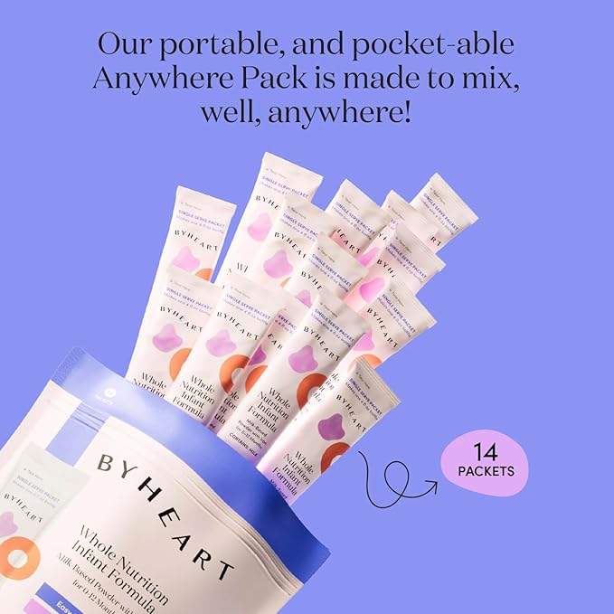 ByHeart Whole Nutrition Anywhere Pack™ Infant Formula Powder, Made with Organic Whole Milk, 14 Count
