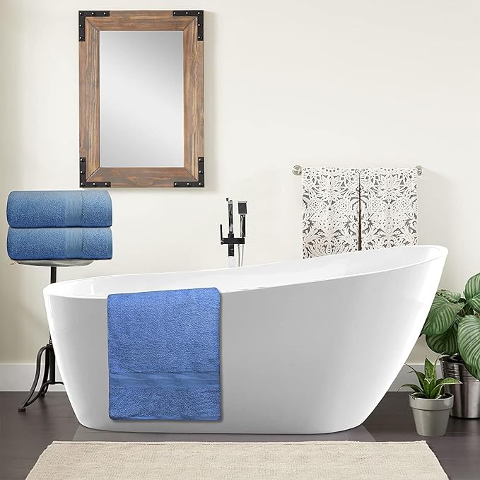 100% Cotton Luxury Bath Sheets - Pack of 2 (35" x 70") | Super Soft, Quick-Dry & Highly Absorbent Towels for Bathroom, Home, Spa & Gym (Sky Blue)