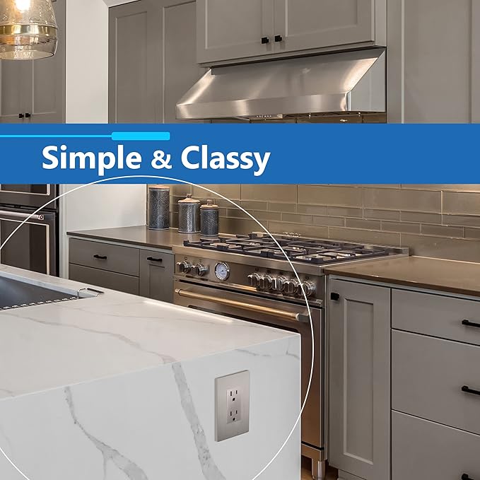 LIDER Brushed Finish Decorator Switch Cover, Screwless Wall Plate, Mid-Size 1-Gang 4.88" x 3.11", Unbreakable Polycarbonate Thermoplastic, UL Listed, LSWP-31M-BNK, Brushed Nickel