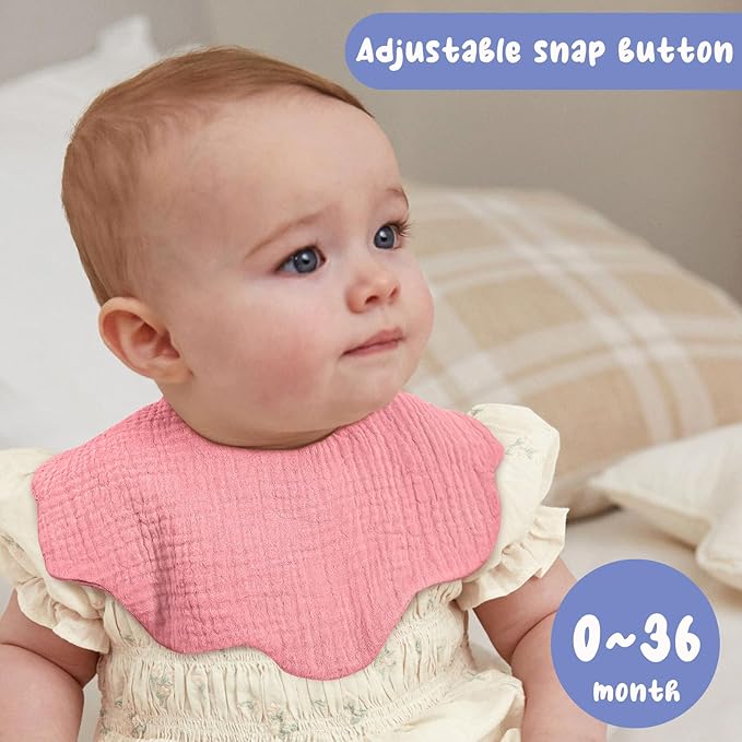 EllieHouse Baby Bibs for Girls Boys 10Pack Muslin Drool Teeth Drooling Teething Bibs Muslin Cotton for Infant Toddler