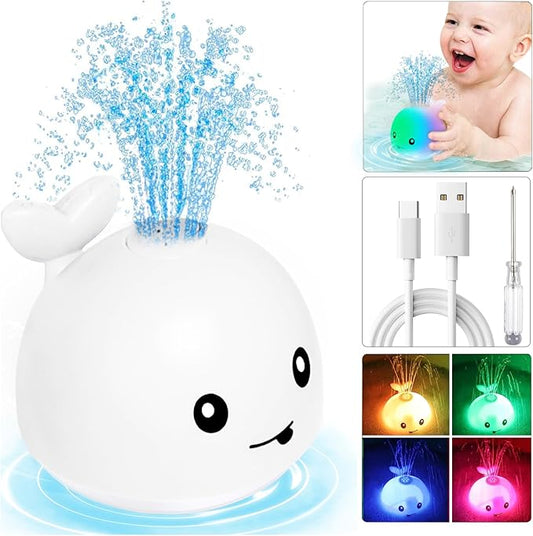 TFS TOP·FANS Whale Bath Toy Baby Gifts: Bath Toys for Toddlers 1-3 Sprinkler Light Up Bathtub Water Stuff Shower Newborn Boy Essentials 3 4 5 7 8 9 18 Pool 6-12 Month Old Girls Birthday Accessories