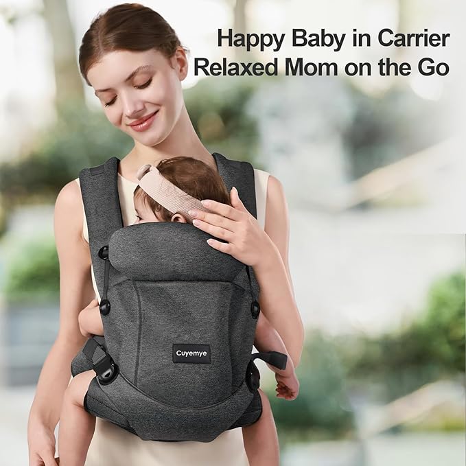 Baby Carrier，Baby Carrier for Newborn to Toddler，Adjustable Crotch Width，Ergonomic Newborn Carrier，Enhanced Lumbar Support，Easy-to-Use (Grey)