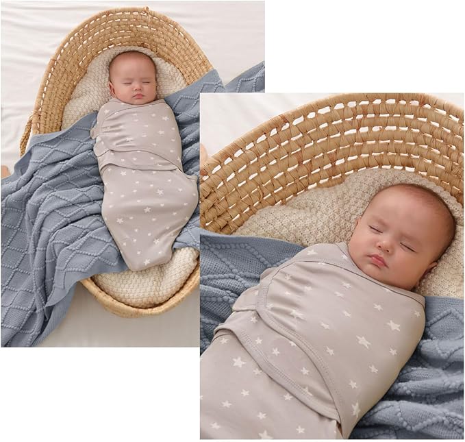insular Baby Swaddle Wrap, Swaddle Blanket for Newborn and Infant, Adjustable Velcro Swaddling Set for Boy and Girl, Soft Cotton Baby Sleep Sack 3 Pack, Beige Sheep, Small(0-3M)
