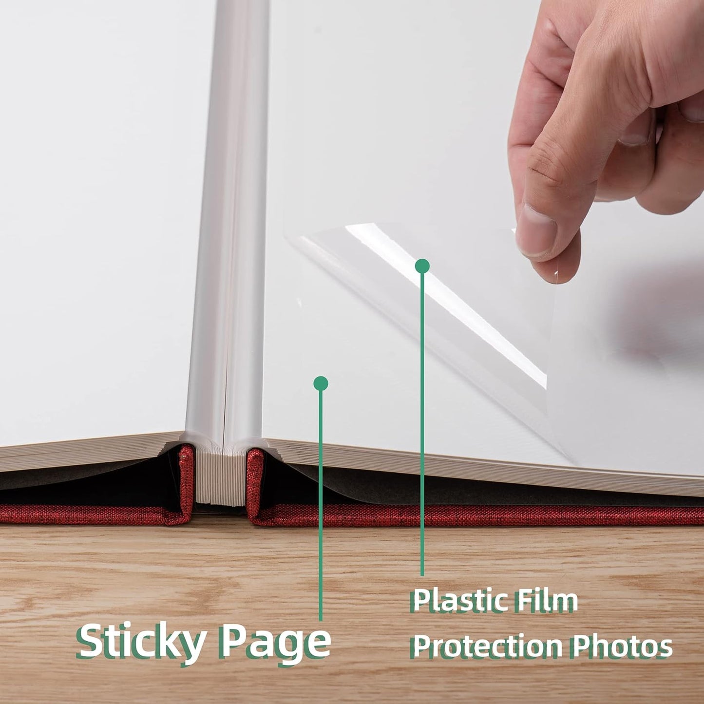 Large Photo Album Self Adhesive Scrapbook Album for 4×6 8×10 Pictures DIY Magnetic Linen Cover Album 60 Pages for Family Wedding Gifts with Metal Pen and Plastic Board