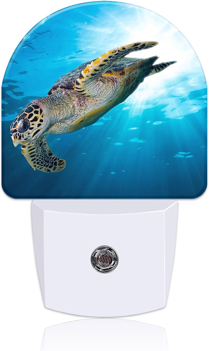 Deep Sea Turtle Night Light for Kids, LED Night Light Plug into Wall with Dusk to Dawn Sensor for Girls Boys Women Men Room Decor, Hallway, Kitchen, Bathroom, Nursery, Stairs