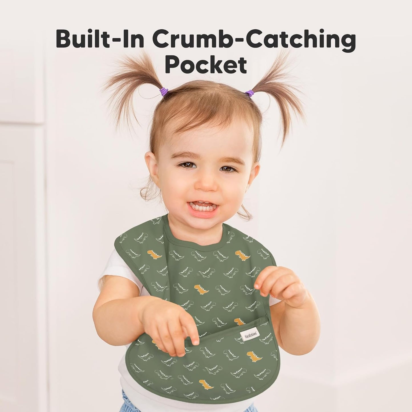 3-Pack Waterproof Baby Bibs for Eating - Lightweight Toddler Feeding Bibs with Large Food Catcher, Mess Proof, Food-Grade Baby Eating Essentials, Easy to Put On & Clean (Mesozoic)