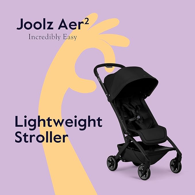 Joolz Aer2 Lightweight Travel Stroller for Baby & Toddler – Ultra-Compact One-Hand Foldable Stroller, Reclining Seat, UPF 50+ Canopy, Adjustable Leg Rest, Carry-On & Airplane Approved (Space Black)