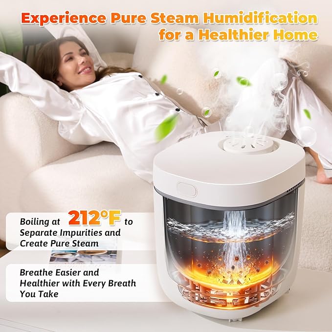 3.3L Warm Mist Humidifier for Bedroom Large Room, Stainless Steel Air Humidifier 0.87Gal Steam Humidifiers with Humidity Sensor Sleep Mode Auto Shut-off, Quiet & Safe for Baby Nursery Office Plants
