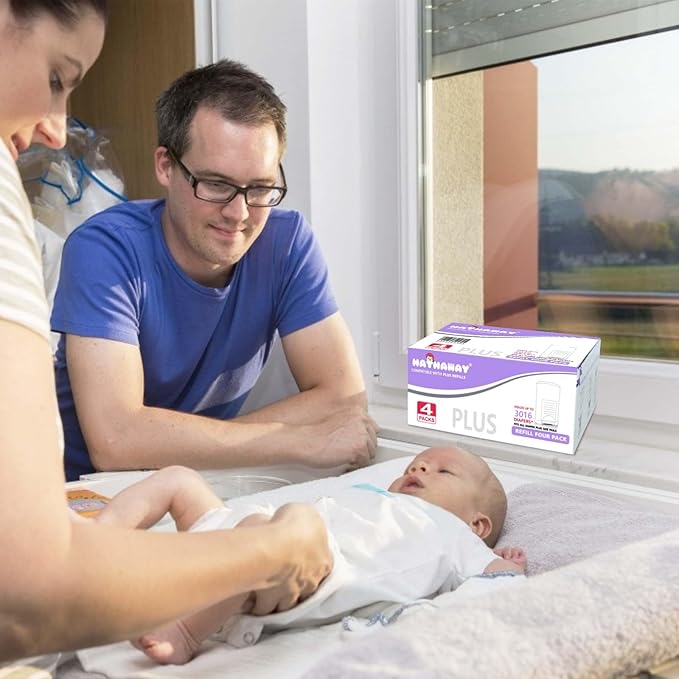 Diaper Pail Refills Increased 30% length Compatible with Dekor Plus Diaper Pails Lavender Scent Holds up to 3016 Diapers (4 Pack)