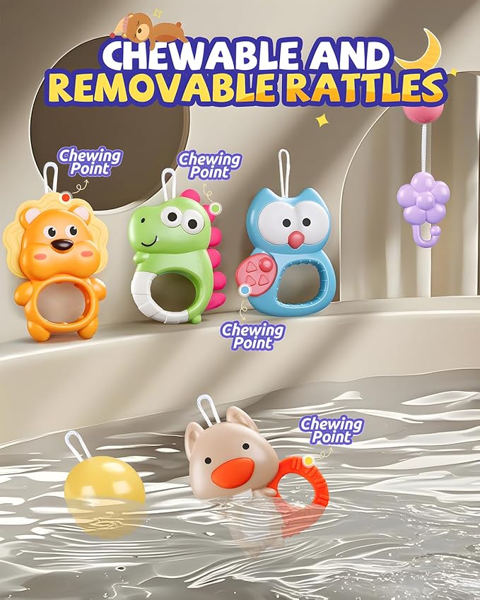 Crib Mobile With Music And Lights, Mobiles For Cribs, Baby Mobile Arm Toys Hanging For Bassinets Girls Boys, Nursery Musical Space Portable Infant Mobiles Clip On Pack And Play Hanger 0-6 Months