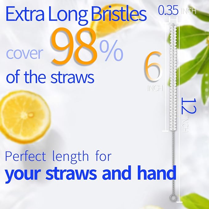 15.7" Bottle Brush Set - 4 Pack Water Bottle and Straw Cleaner Brush with Long Handle for Hydro Flasks, Sports Bottles, Tumblers, Glassware, Narrow Neck Containers
