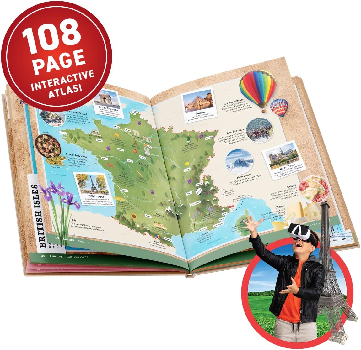 Virtual Reality World Atlas Gift Box - Illustrated Interactive VR Atlas and STEM Learning Activity Set - for Ages 8 and Up