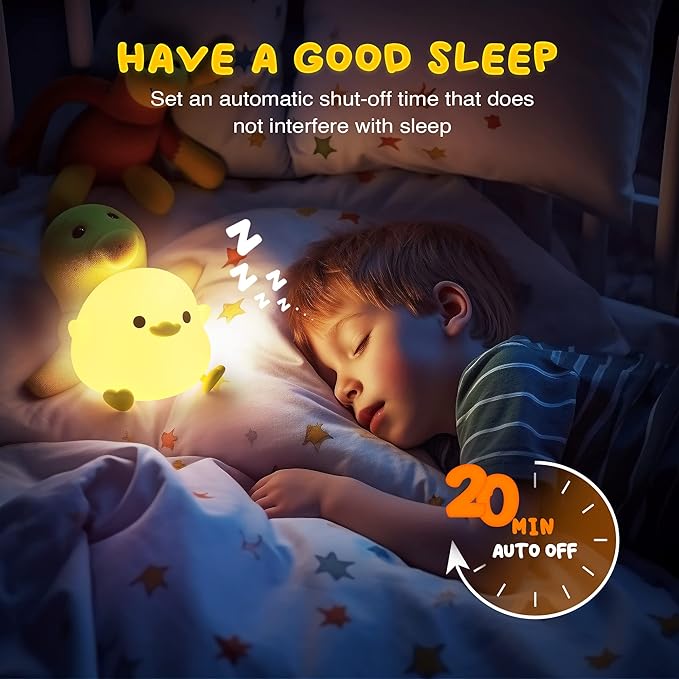 UNEEDE LED Cute Bean Duck Night Light, DoDo Duck Silicone Nursery Night Light Squishy Dimmable Rechargeable Table Bedside Lamp with Touch Sensor for Bedrooms, Living Room Unique Dorm Decor Gift Toy