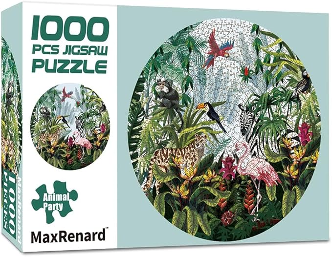 MaxRenard Game 1000 Pieces Jigsaw Puzzle Round Puzzle Toy Animal Party