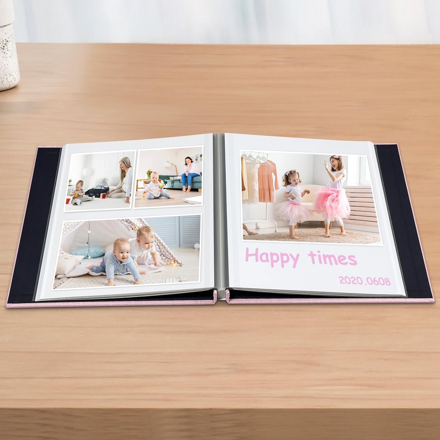 Large Photo Album Self Adhesive Scrapbook Album for 4×6 5×7 8×10 Pictures DIY Magnetic Linen Cover Album 40 Pages for Family Wedding Gifts with Metal Pen and Plastic Board