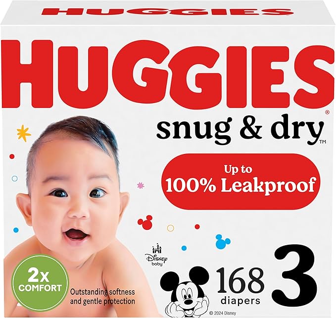 Huggies Size 3 Diapers, Snug & Dry Baby Diapers, Size 3 (16-28 lbs), 168 Count, Packaging May Vary