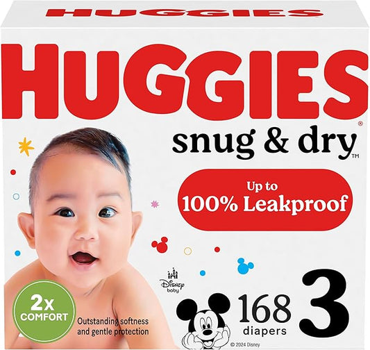 Huggies Size 3 Diapers, Snug & Dry Baby Diapers, Size 3 (16-28 lbs), 168 Count, Packaging May Vary